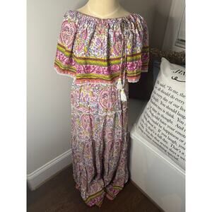 Anthropologie Barok Paris Floral Paisley Off the Shoulder Midi Dress Size Small